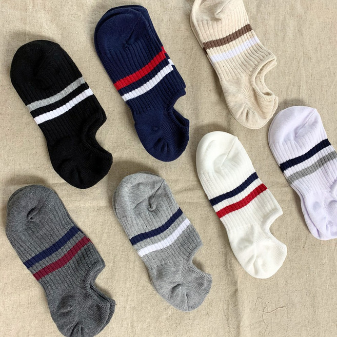 보풀없고 오래신는 여자 스트라이프 순면 골지덧신(10족) 여자페이크삭스