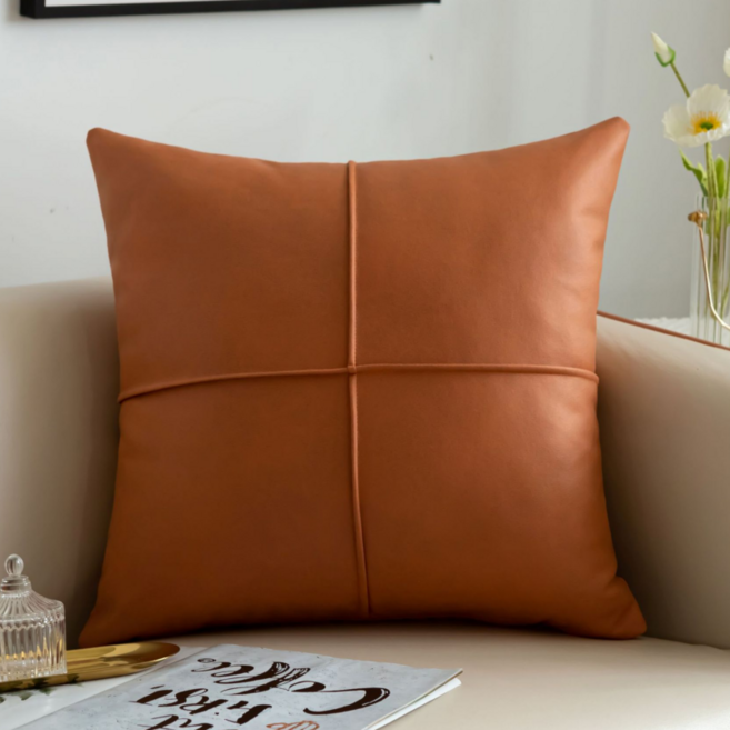 서플라이랩 북유럽 비건레더 가죽 쇼파쿠션 국산솜 포함, 옵션2. 클래식브라운