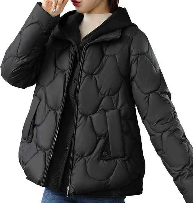 민트스쿨 물결 퀼팅 후디 패딩