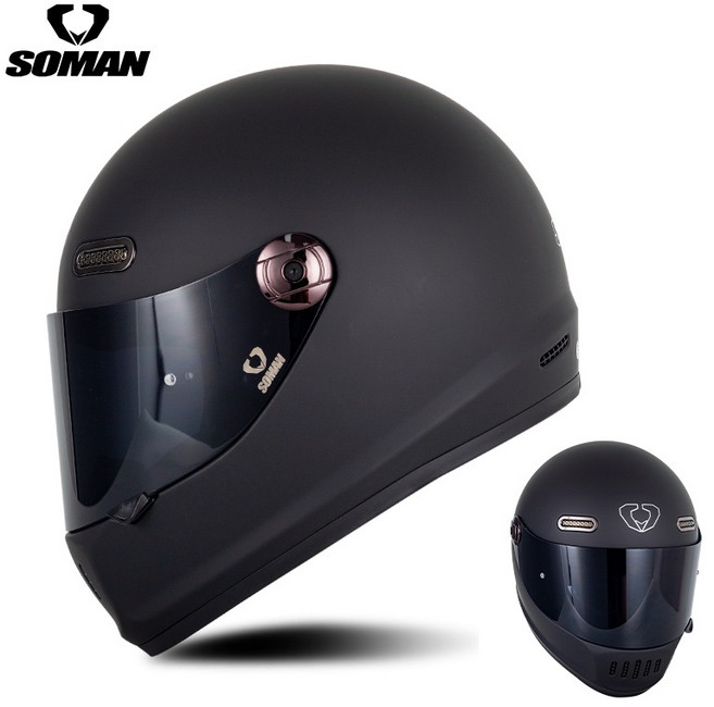 soman H9 全罩式復古安全帽 DOT/ECE認證, MATTE BLACK