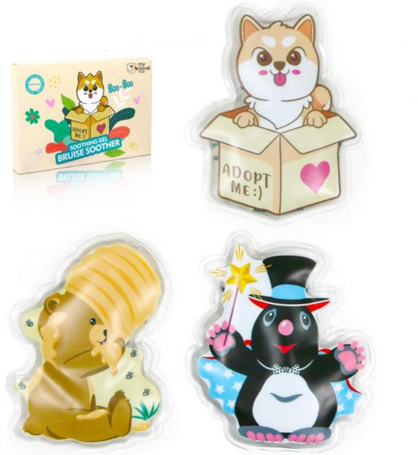 아이스팩 얼음찜질 얼음주머니 어린이 냉찜질팩 세트 (3개) 유아용 젤 재사용 가능 열 냉찜질 통증 사랑니 응급처치 타박상 멍, Mole/Corgi/Bear