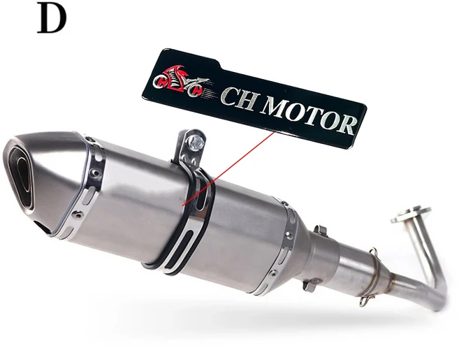 오토바이 배기 파이프 스쿠터 머플러 풀 시스템 미들 CH MOTOR 혼다 PCX 125 2011-2017용, 03 Type E with CH logo