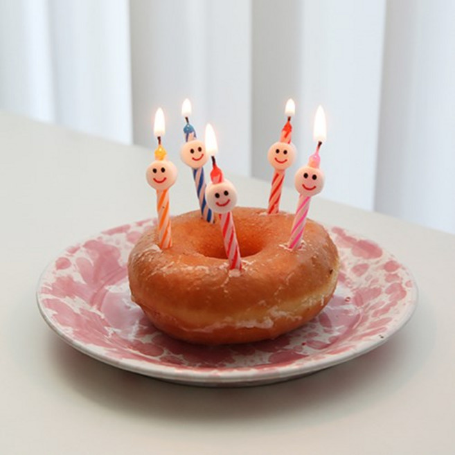 스몰 스마일 캔들 (8개) 귀여운 초 생일 파티 케익 토퍼 케이크 고양이 강아지 생일, 5세트, 혼합