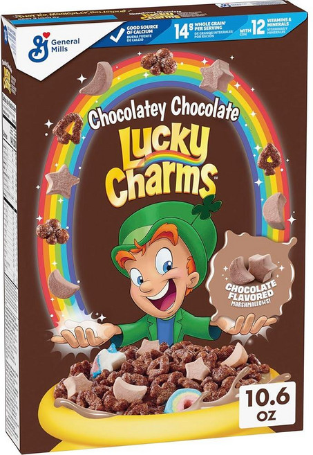 Lucky Charms Chocolatey 마시멜로 초콜릿 시리얼 아동용 아침 시리얼 통곡물로 제작 300.5g(10.1온스), 1개, 300.5g