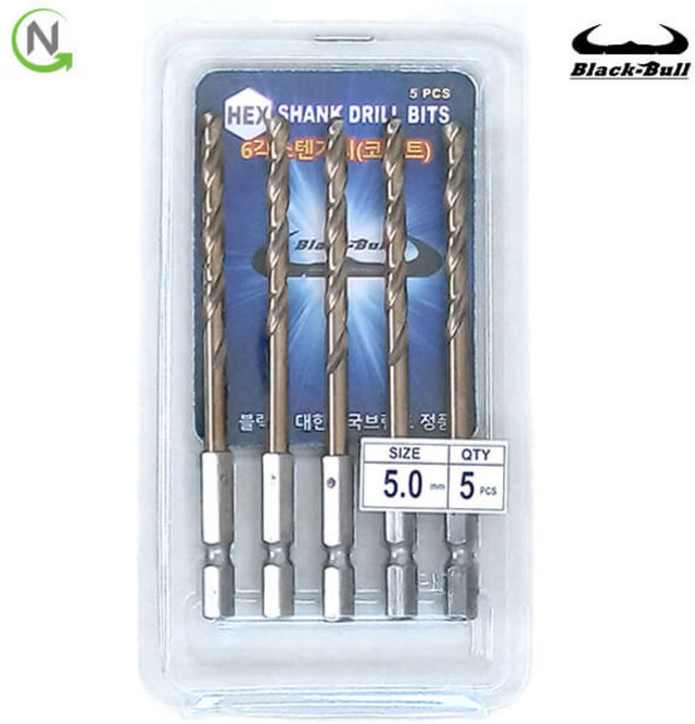 블랙불 스텐용 코발트 스텐 기리 5mm 세트 드릴날 드릴 비트 홀카타 홀커터 홀컷터 철기리, 1개