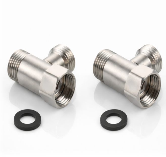 어센드코리아 T밸브 다용도 수도 밸브 연결 스레인리스 15A 2개, 1세트