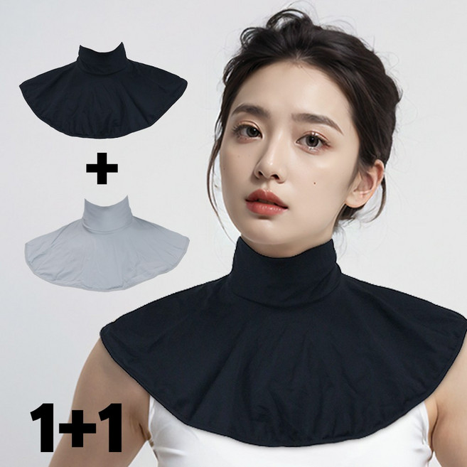 피너클럭스 1+1 골프 쿨 목토시 여름 자외선차단 스포츠 목폴라 쿨 넥워머 멀티스카프, 블랙+그레이, 2개