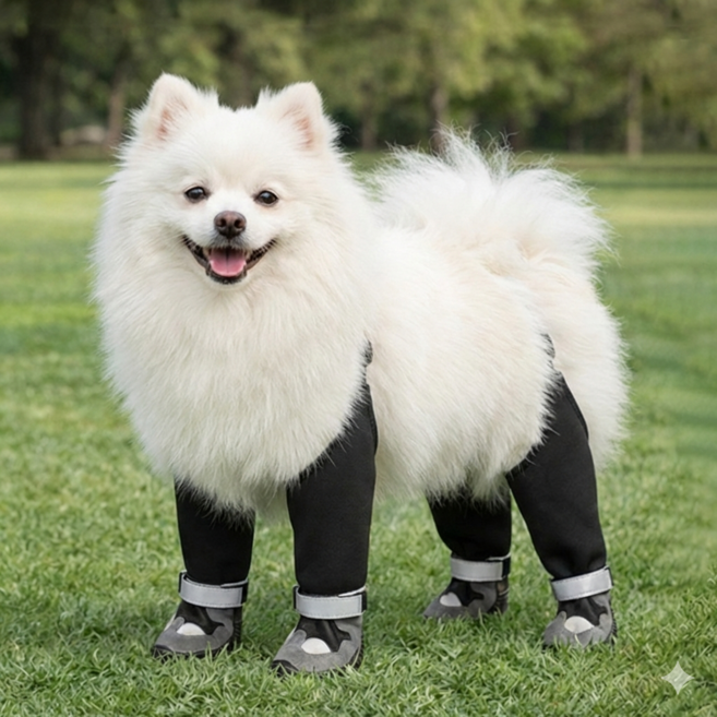 강아지 일체형 신발 방수 겨울 대형견, 1개, 검정