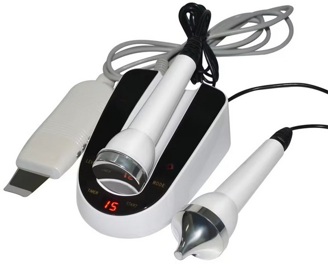 超聲波導入儀 臉部眼部護理 美容儀器 去角質 嫩膚 提亮膚色, 插電款, 眼部+臉部+鏟皮