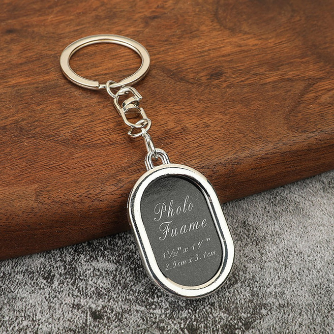 글랜조 실버메탈 사진 키링, 2개, 타원(597)