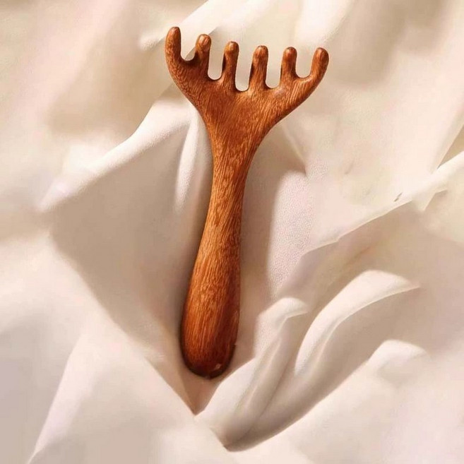 우드두피 어깨 마사지 지압봉 머리 마사지기 온리픽, 신제품 사슴뿔 오리발 마사지 빗 용풍 단목, 1개