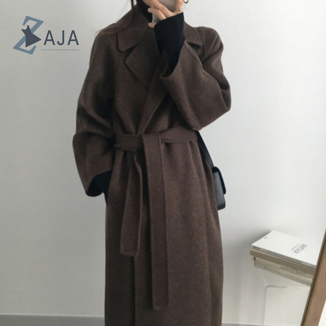 ZAJA 여성 가을/겨울 미디엄 핏 오버핏 편안한 트렌치 코트