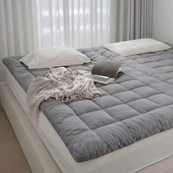 누잠 스프링 토퍼 매트리스 | 특허 기술 | 허리가 편한 푹신함과 지지감 밸런스, 그레이