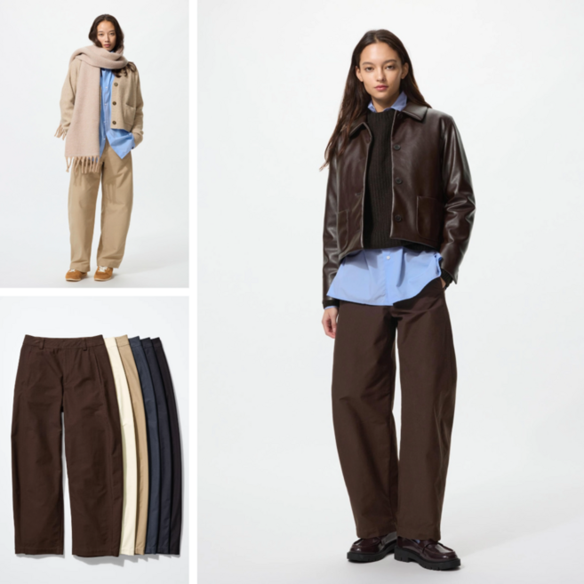 유니클로 저지 배럴 레그 팬츠 보통기장 [26SS] 여성 남성 워크팬츠 (70-72Cm)