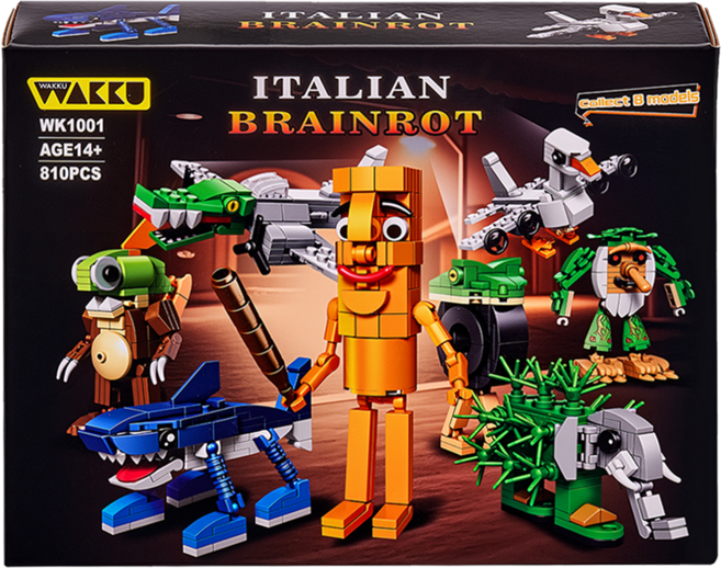 Wakku 이탈리안 브레인롯 Italian brainrot 블록 프리미엄 8종 블럭세트 pcs810, 1세트