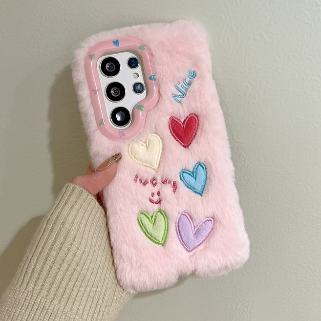 갤럭시 s24 울트라 플러스 털 케이스 s23 ins 벨벳 하트 럭셔리 브래킷 스탠드