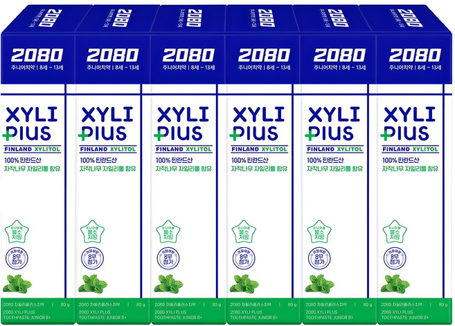 2080 주니어 자일리 플러스 치약, 80g, 1개입, 6개