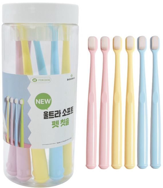 바사바사 강아지칫솔 6개 세트, 혼합색상
