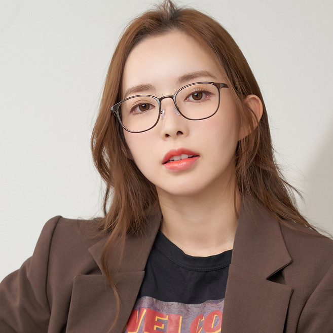 룩스토어 깔끔한 디자인 심플 타원형뿔테 블루라이트차단 청광안경 변색렌즈