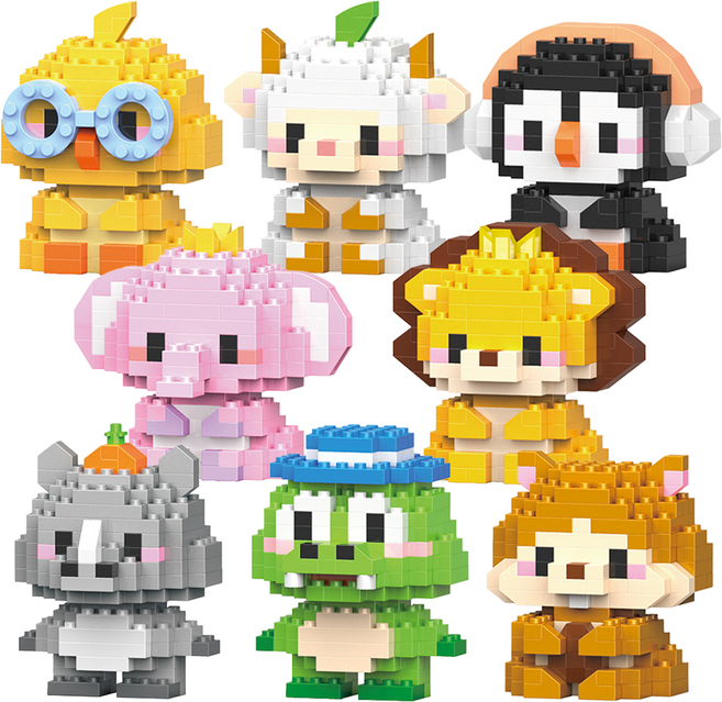 [블럭킹] 나노블럭 귀여운 동물 캐릭터 블럭 8종 모음 어린이 KC인증 BK044, 1개, 8종 BOX