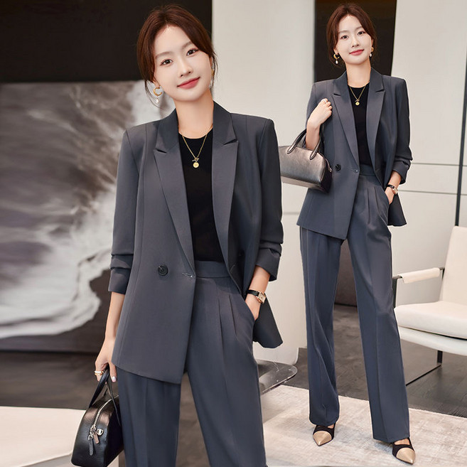 쩐쿠 여성 카라넥 원버튼 정장 투피스 K0161