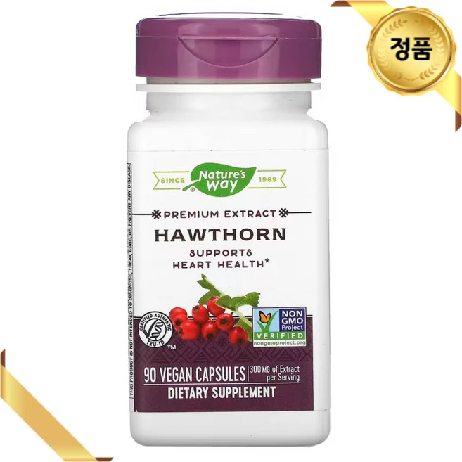 네이처스웨이 산사나무 열매 300mg 90 베지 캡슐 비건 허브 플라보노이드 미네랄, 90정, 1개 - 쿠팡