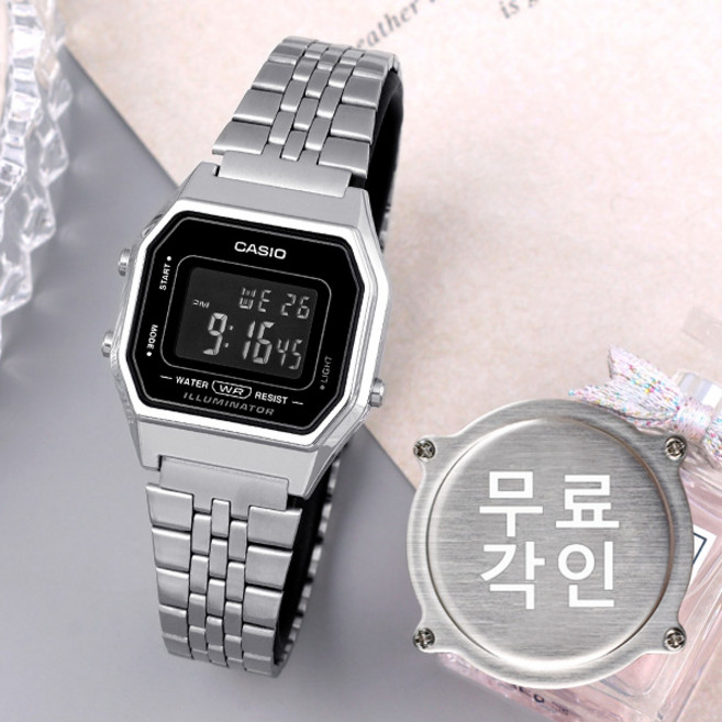 무료각인 카시오 여성 빈티지 메탈 시계 LA680WA-1B