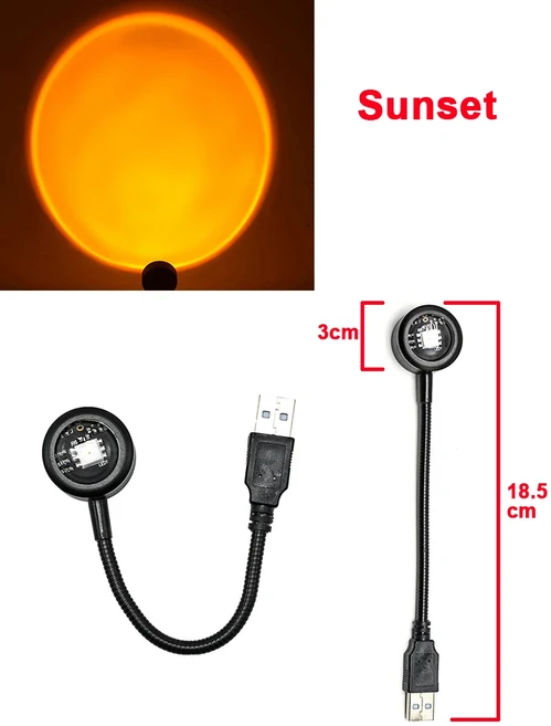 무드등 줄조명 인테리어 간접 LED 무선 조명등 수면 우주빔 램프 LED 일몰 램프 나이트 라이트 USB 프로젝, 01 Sunset yellow_01 Usb plug