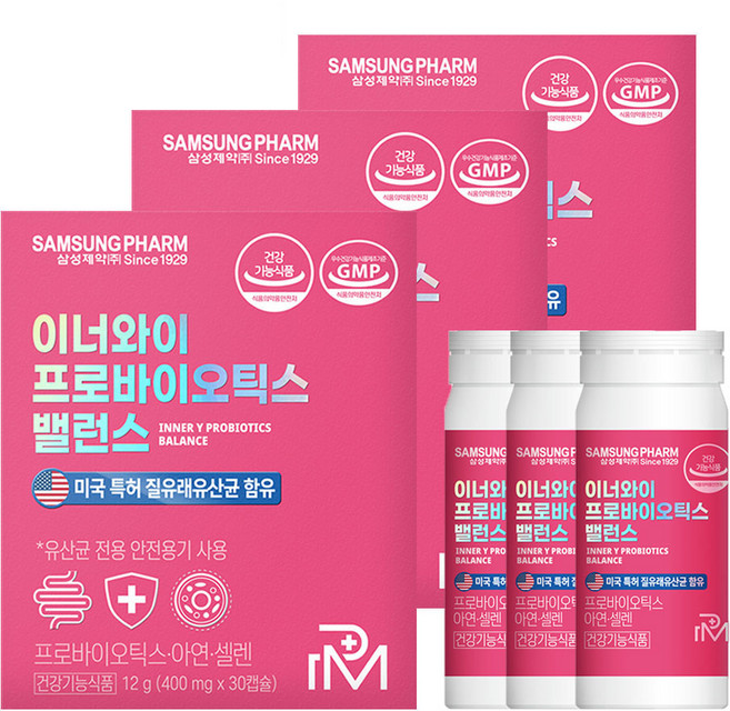 삼성제약 이너와이 프로바이오틱스 밸런스 질유래유산균, 3개, 30정