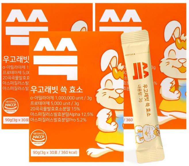 우고래빗 곡물발효 쓱 효소, 3박스, 90g