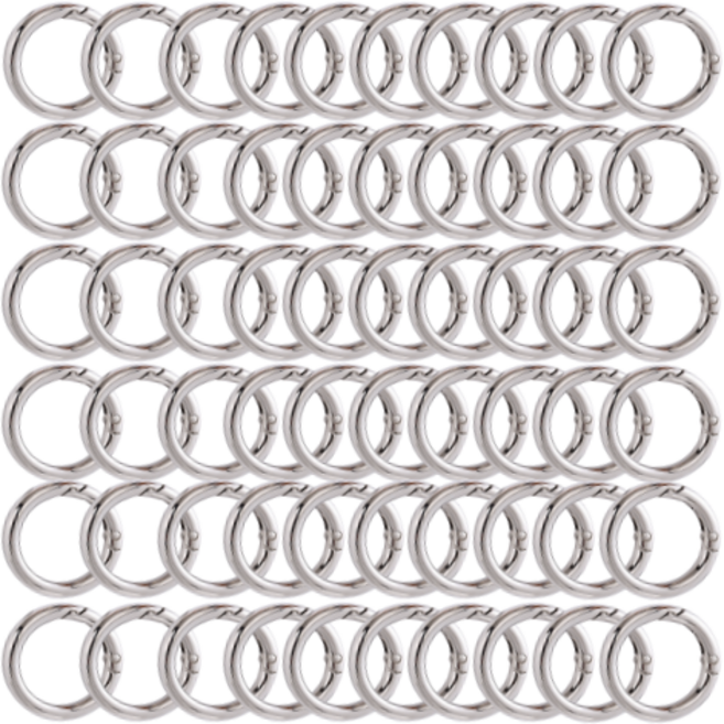 일월전빵 원터치 오픈형 오링 13mm 16mm 19mm 25mm 세트 악세사리 DIY 부자재 키링 공예 BA-J025, 60개, 실버