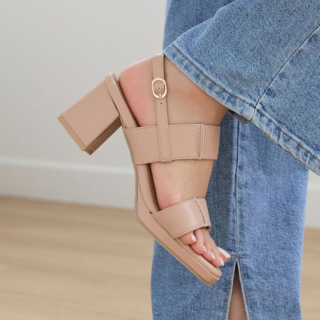 제이슈 소가죽 다틴 스퀘어토 가보시 슬링백 샌들 7cm