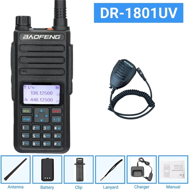 Dr-1801Uv 바오펑 라디오 디지털 DMR 햄 캠핑 장거리 무전기 무선 세트, 01, 14 Add MIC