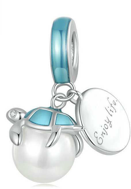 판도라팔찌 블루 바다 거북이 진주 댕글 호환 참