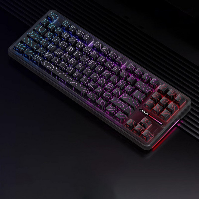 AULA 타란튤라 F87/F87PRO독거미 키보드 가스켓구조 기계식키보드, 극지축, F87 Pro, 블랙 등고선 측각 10000mAh