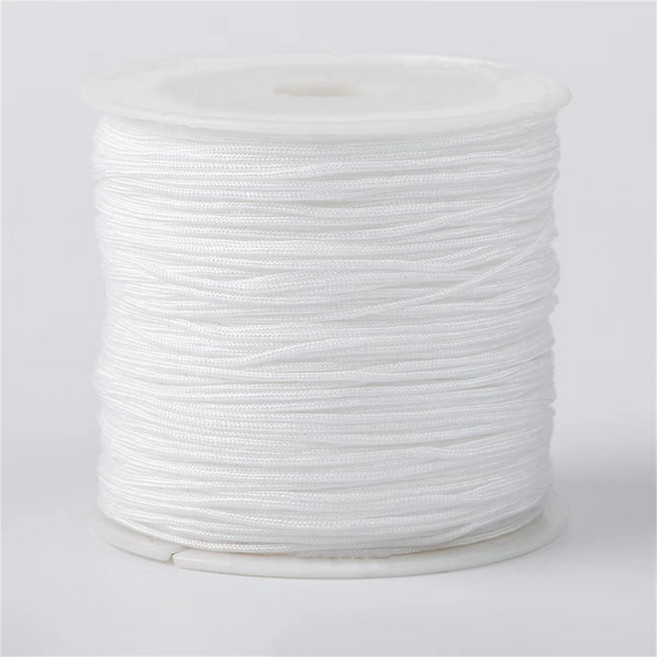10미터 나일론 실 중국 매듭 엮는 로프 액세서리 제작용 로프 단색 굵기 1.5mm, 6개, 하얀색