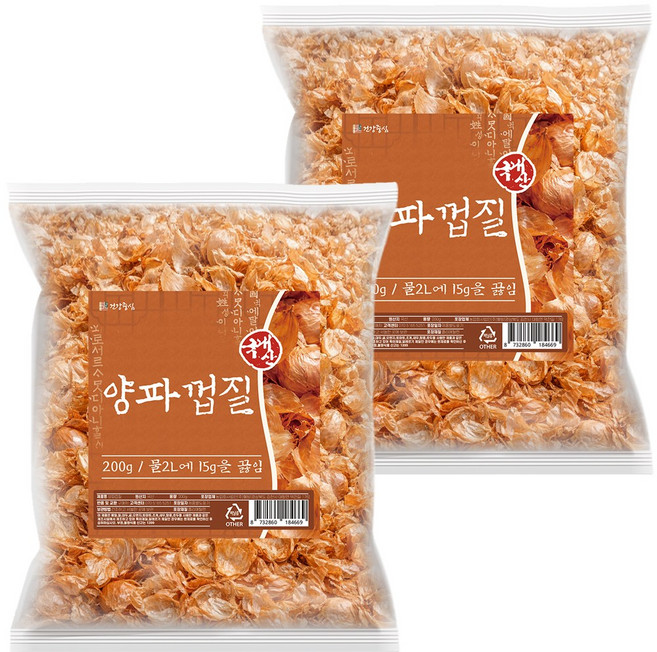 건강중심 국산 양파 껍질 차 말린 양파피, 2개, 200g