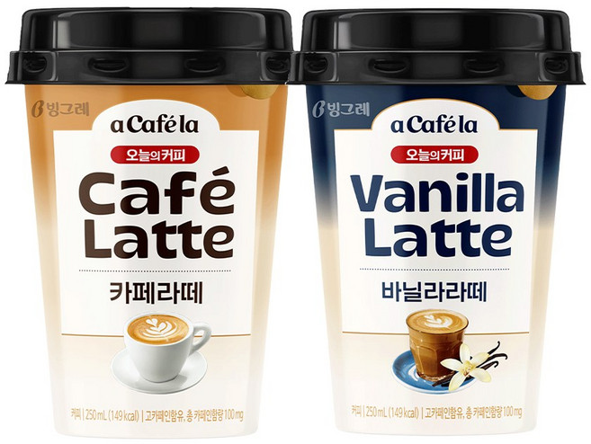 빙그레 오늘의 커피 카페라떼 + 바닐라라떼 (2종 각 10개입씩), 20개, 200ml