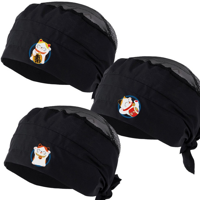 구다폼 메쉬두건 네코럭키포인트 디자인 / 위생모자 / 해적두건