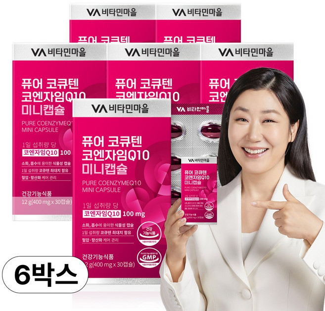 비타민마을 퓨어 코큐텐 코엔자임Q10 미니캡슐 12g, 30정, 6개