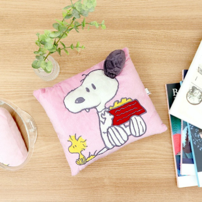 귀여운 스누피 미니 쿠션 사각 낮잠용 미니베게 배받이 등받이, 1개
