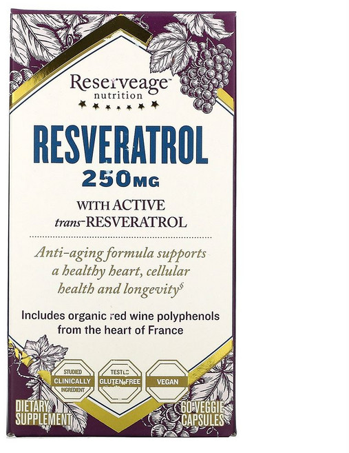 미국산 리저브에이지 레스베라트롤 250mg 60베지캡슐 Reserveage Resveratrol 선물증정, 60정, 1개