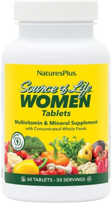 Natures Plus Source of Life Women - 60 Vegetarian Tablets - Whole Food Multivitamin and Mineral Su, 60 Count (Pack of 1), 1개 - 쿠팡