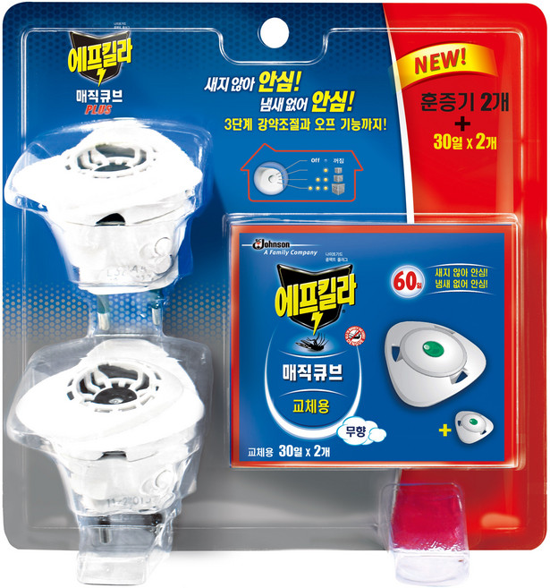 에프킬라 매직큐브 플러스 히터 2p + 리필 30일 2p 세트, 1세트