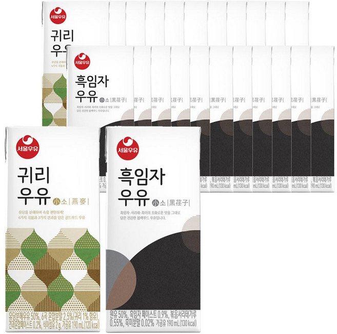 서울우유 귀리우유12 + 흑임자우유12, 24개, 190ml
