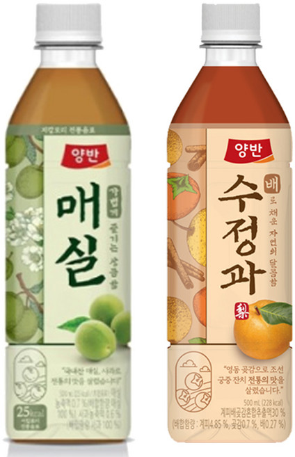 양반 매실차 500ml 6입 + 배수정과 500ml 6입, 1세트