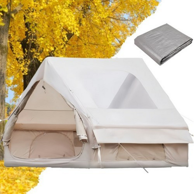 에어텐트 코튼 6.3 원터치 공기주입식 감성 캠핑텐트 가족텐트 거실형, 에어텐트 6.3 베이지