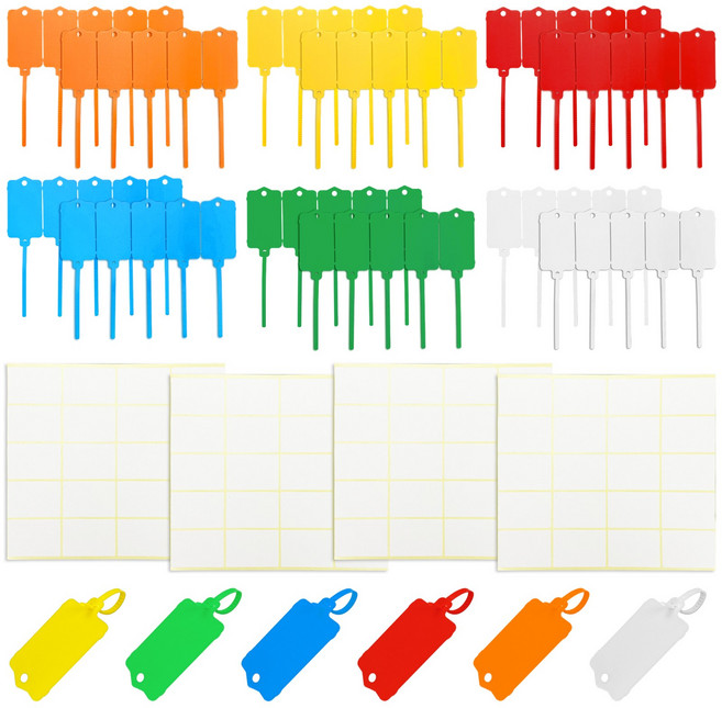 플라스틱 네임타이 60개 세트 컬러 라벨 네임텍 케이블타이 방수 마크타이 이름표 63*37mm
