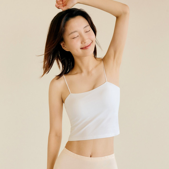 마른파이브 날마다 모달 코튼 캡내장 크롭 얇은 끈 나시