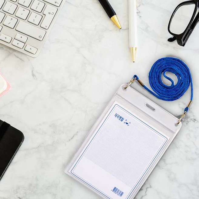 제이명찰 관광 명찰 세로형 + 목걸이줄, 노랑, 10개